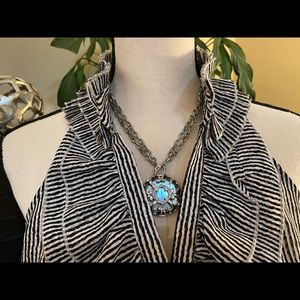 The Limited Striped Blouse w/ Ruffled Details